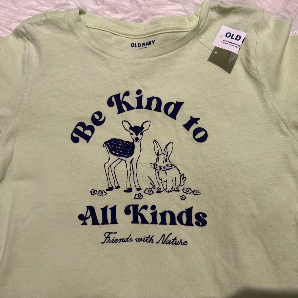 Old Navy Girls Be Kind Graphic Tee‎ Size L 10-12 Green Nature Shirt NWT